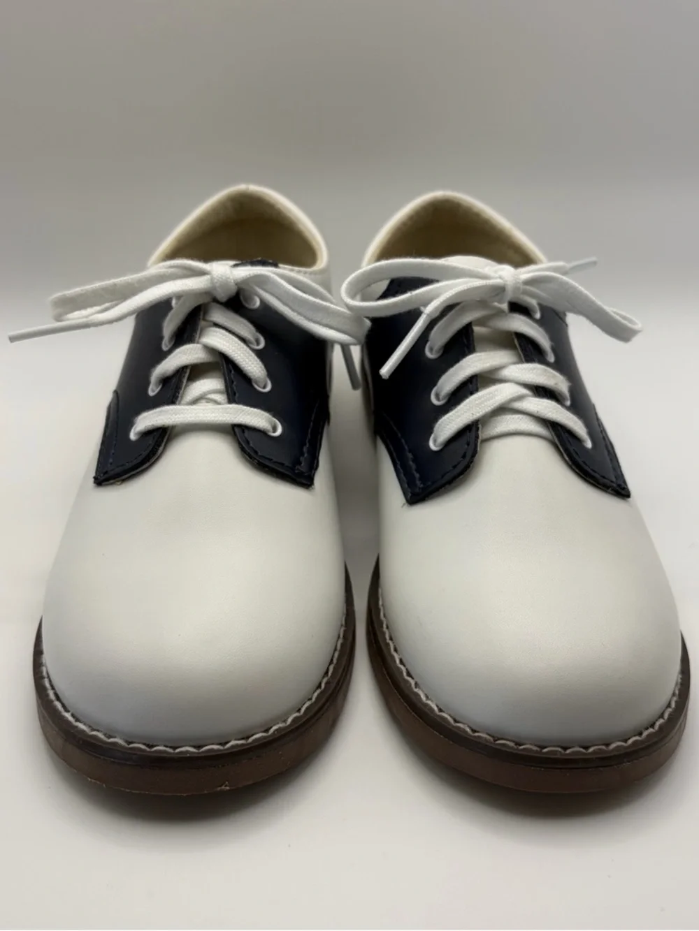 Footmates Cheer Unisex Girl Boy White Navy Saddle Oxford Shoes Size 13 Leather